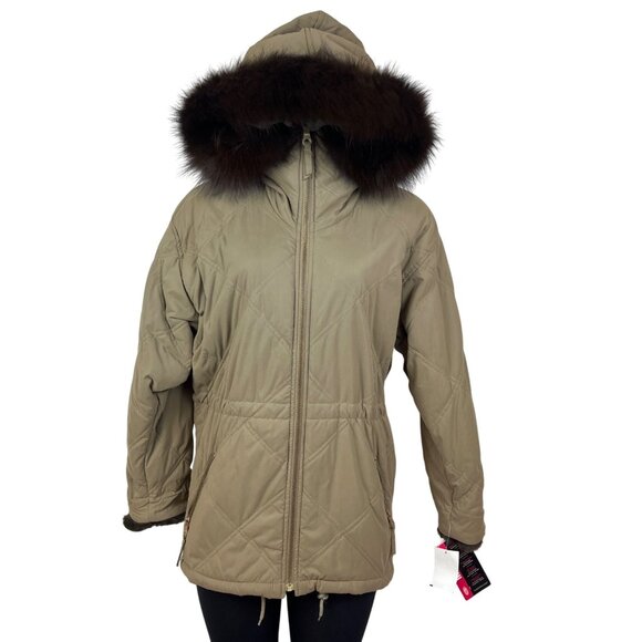 Andrew Marc Womens Quilted Hooded Jacket W/Faux Fur Trim Winter Coat Sz XS - New - Picture 1 of 11